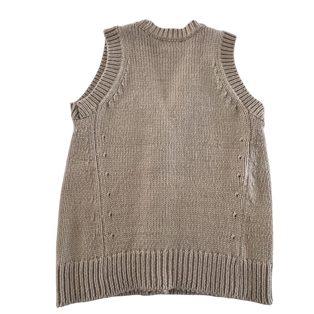 Tuckernuck Wool Blend Sweater Vest Chunky Knit Button Front Oversized Large Tan - Picture 2 of 7